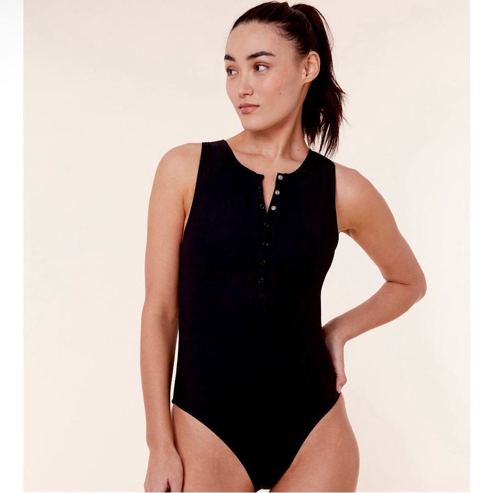 Andie Swim The Malibu Ribbed One Piece in Black XL